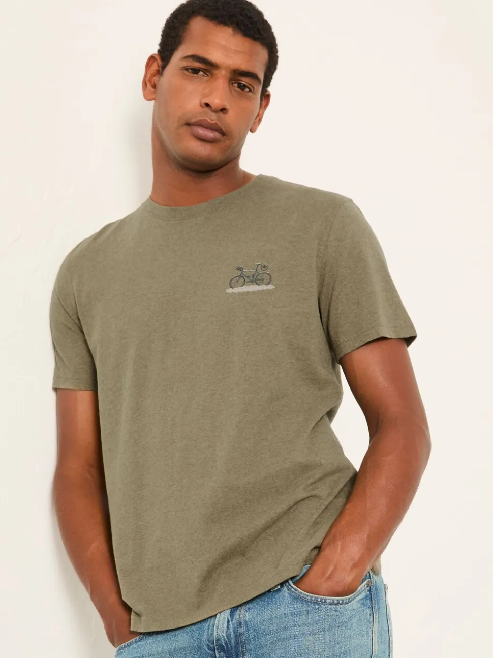 FatFace Khaki Green Snow Bike Graphic T-Shirt