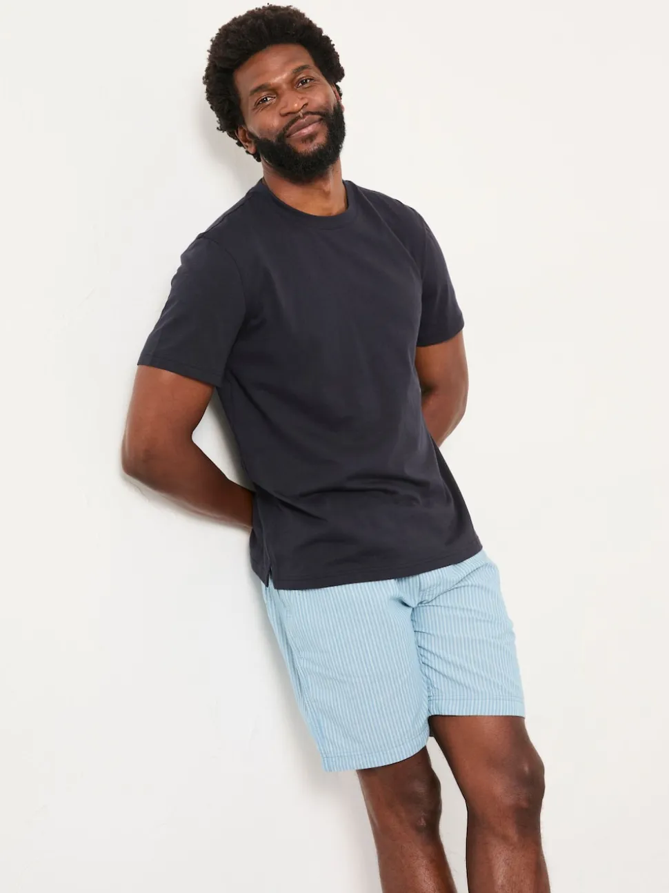 FatFace Light Blue Seil Stripe Shorts Pyjama Set