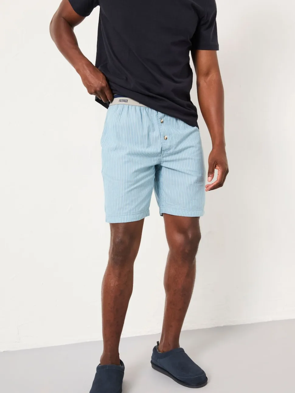 FatFace Light Blue Seil Stripe Shorts Pyjama Set