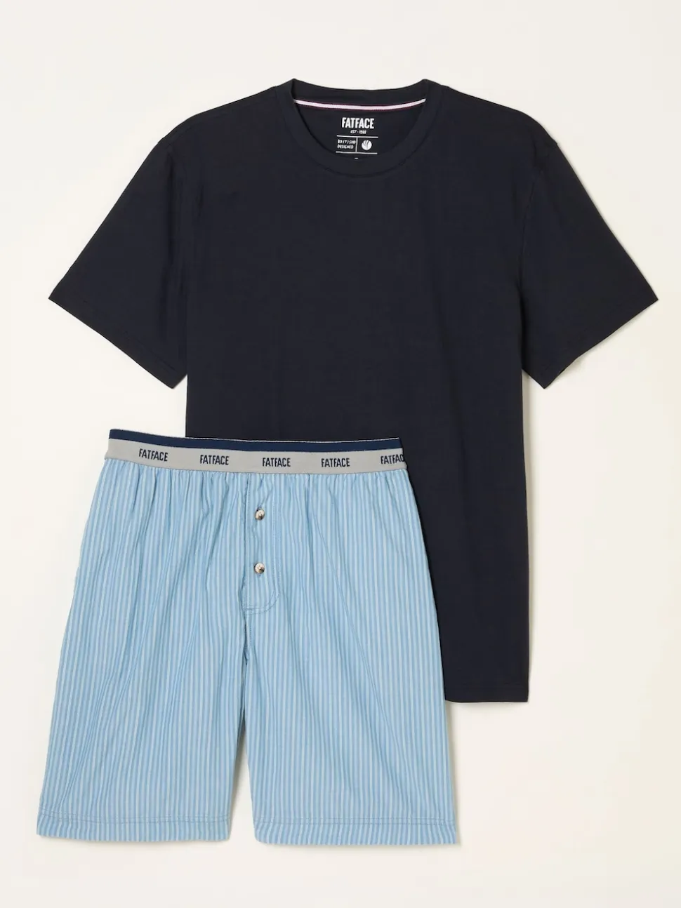 FatFace Light Blue Seil Stripe Shorts Pyjama Set