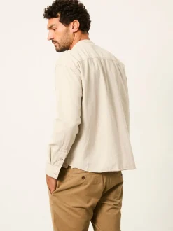 FatFace Light Natural Long Sleeve Grandad Utility Shirt