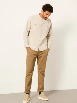 FatFace Light Natural Long Sleeve Grandad Utility Shirt