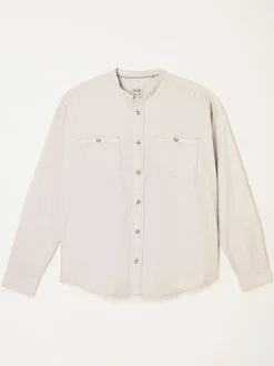 FatFace Light Natural Long Sleeve Grandad Utility Shirt