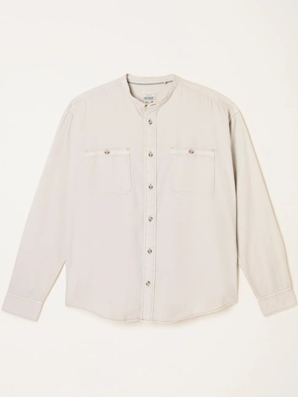 FatFace Light Natural Long Sleeve Grandad Utility Shirt