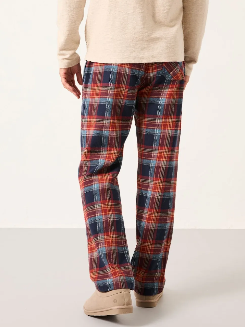 FatFace Lomond Blue Check Open Hem Pyjama Bottoms