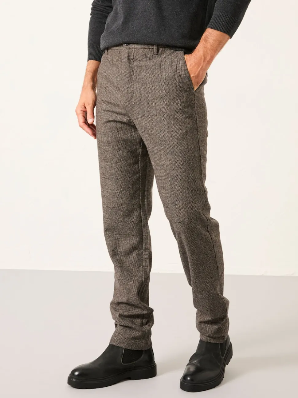 FatFace Lyme Brown Tailored Fit Wool Mix Trousers