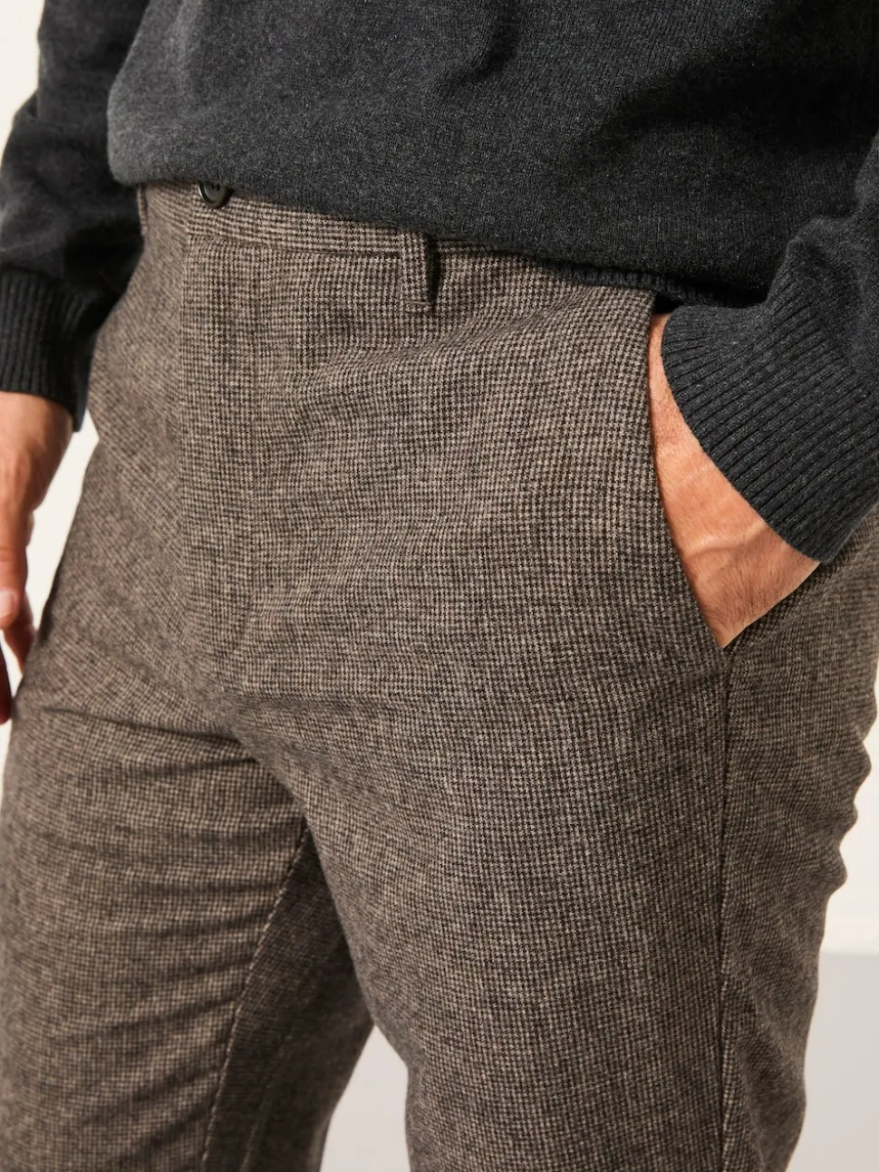 FatFace Lyme Brown Tailored Fit Wool Mix Trousers