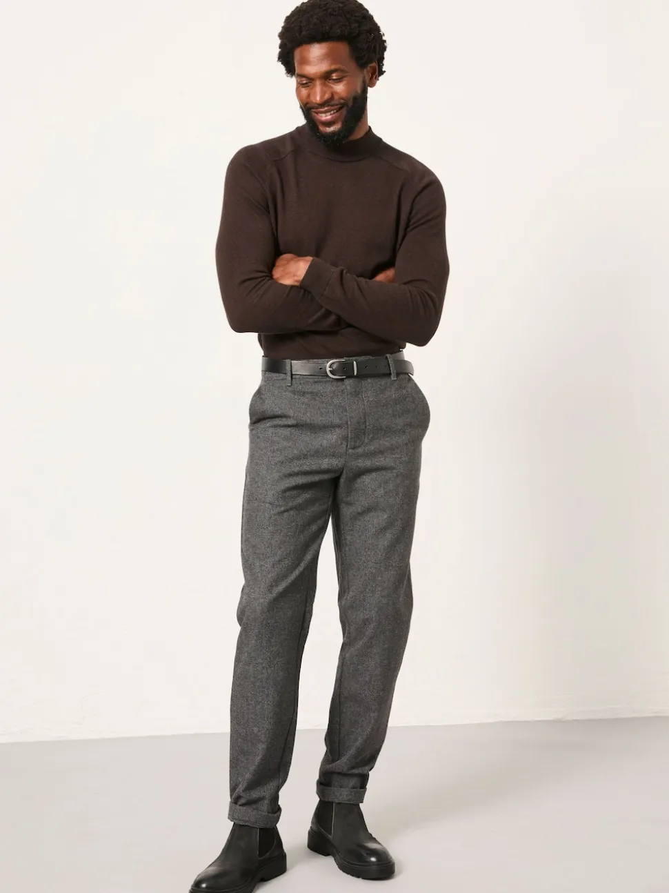 FatFace Lyme Grey Tailored Fit Wool Mix Trousers
