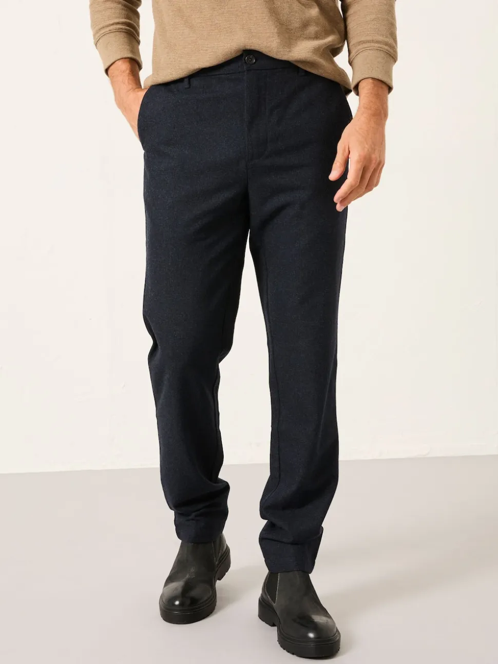 FatFace Lyme Navy Tailored Fit Wool Mix Trousers