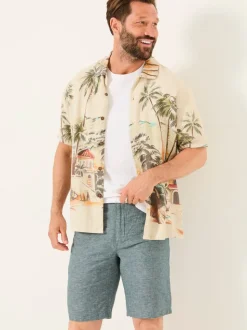 FatFace Mawes Dark Teal Cotton Linen Chino Shorts