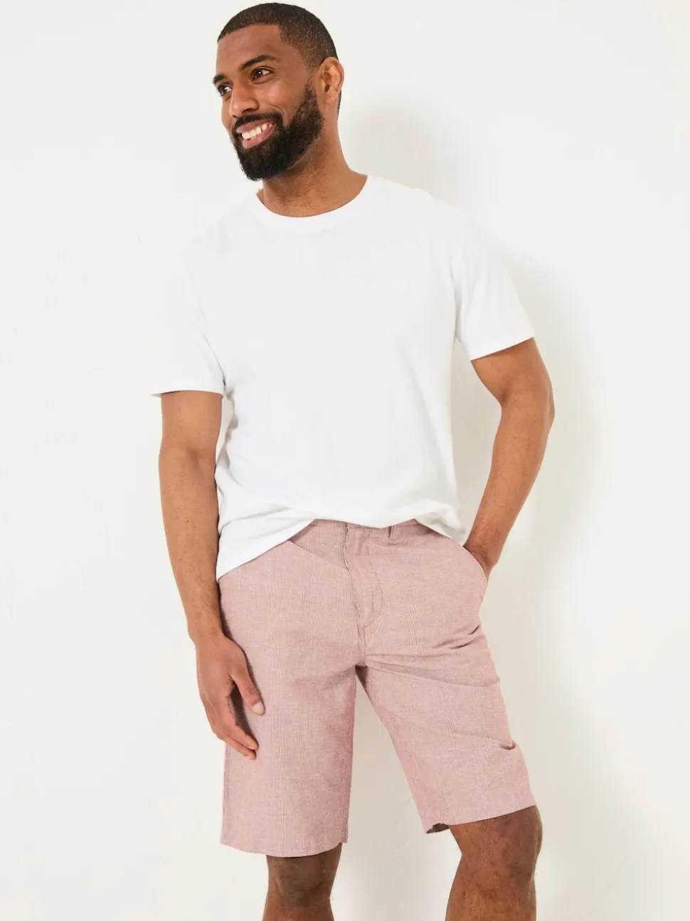 FatFace Mawes Pink Cotton Linen Chino Shorts