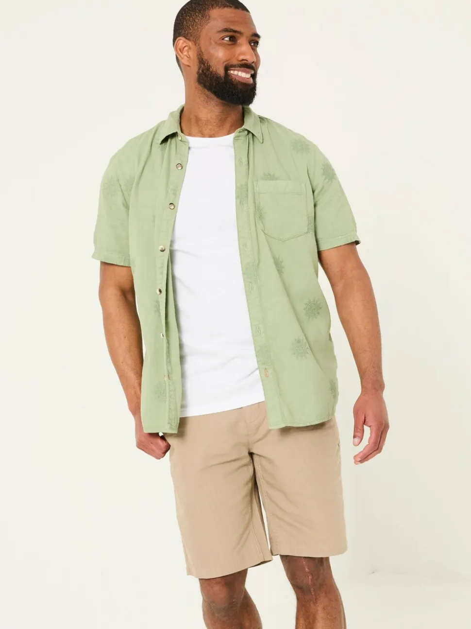 FatFace Mawes Stone Cotton Linen Chino Shorts