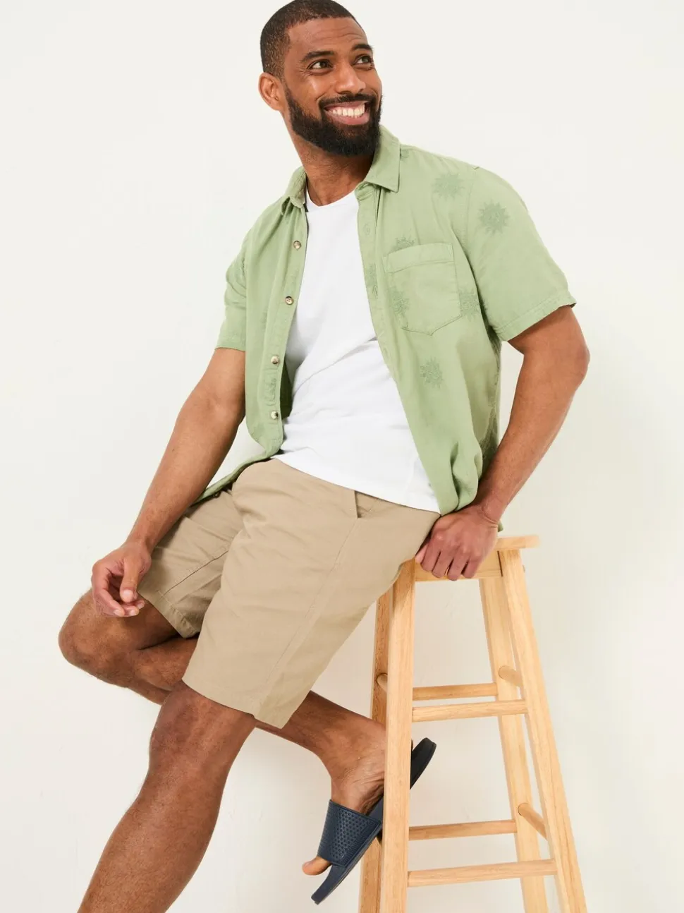 FatFace Mawes Stone Cotton Linen Chino Shorts