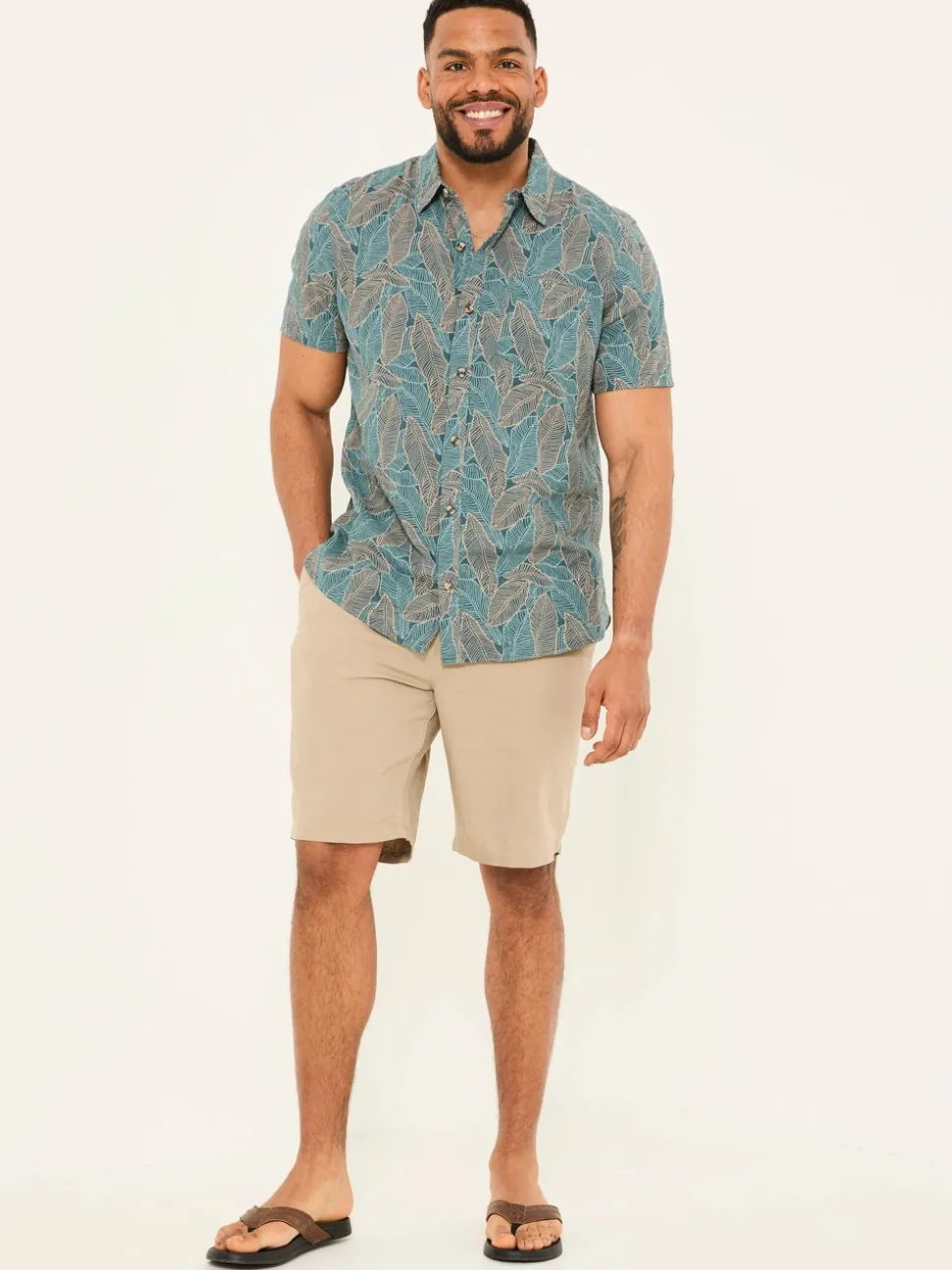 FatFace Mawes Stone Cotton Linen Chino Shorts