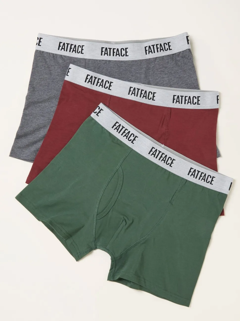 FatFace Multi Colour 3 Pairs of Plain Boxers