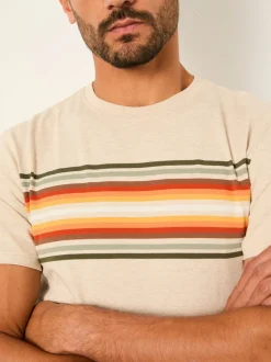 FatFace Natural Chest Stripe Tshirt