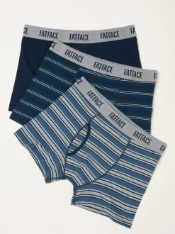 FatFace Navy 3 Pack of Stripe Boxers
