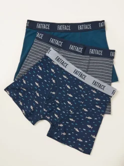 FatFace Navy 3 Pack Shark Boxers