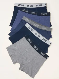 FatFace Navy 5 Pairs of Plain Boxers