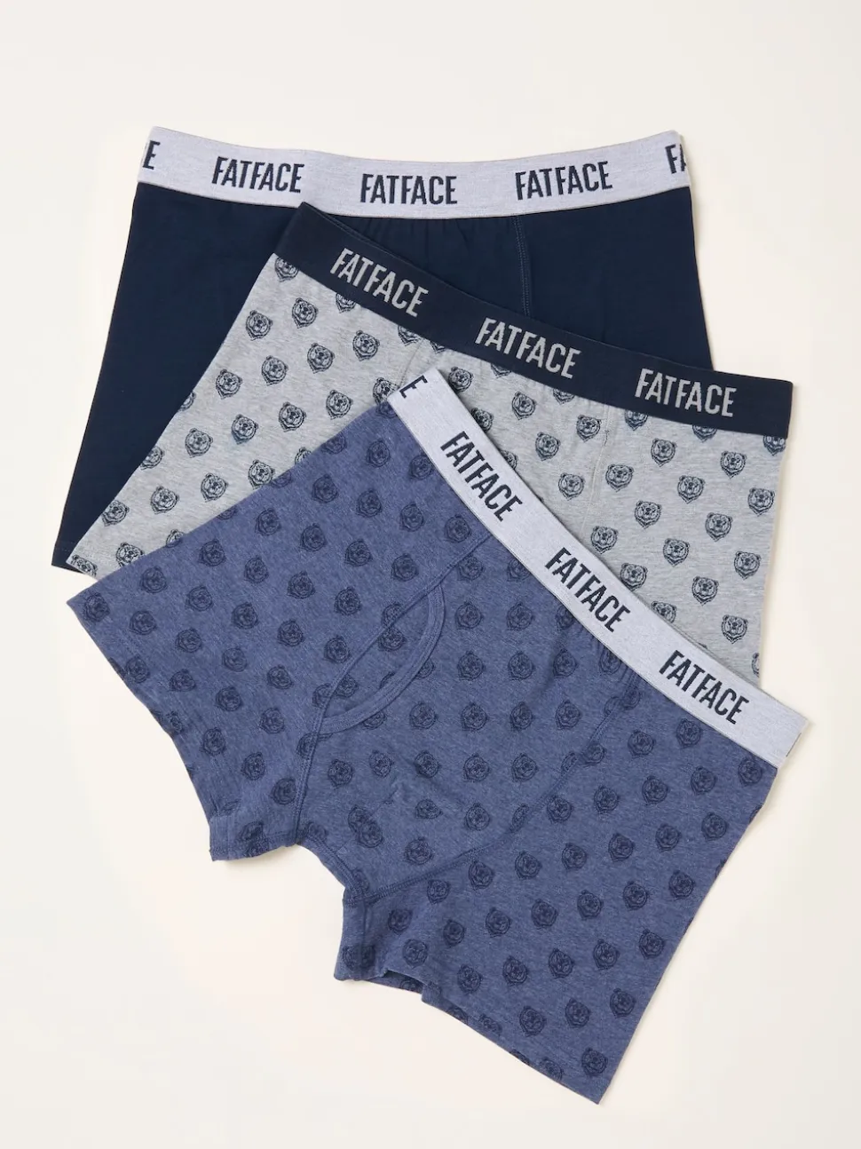 FatFace Navy Bear 3 Pack Boxers