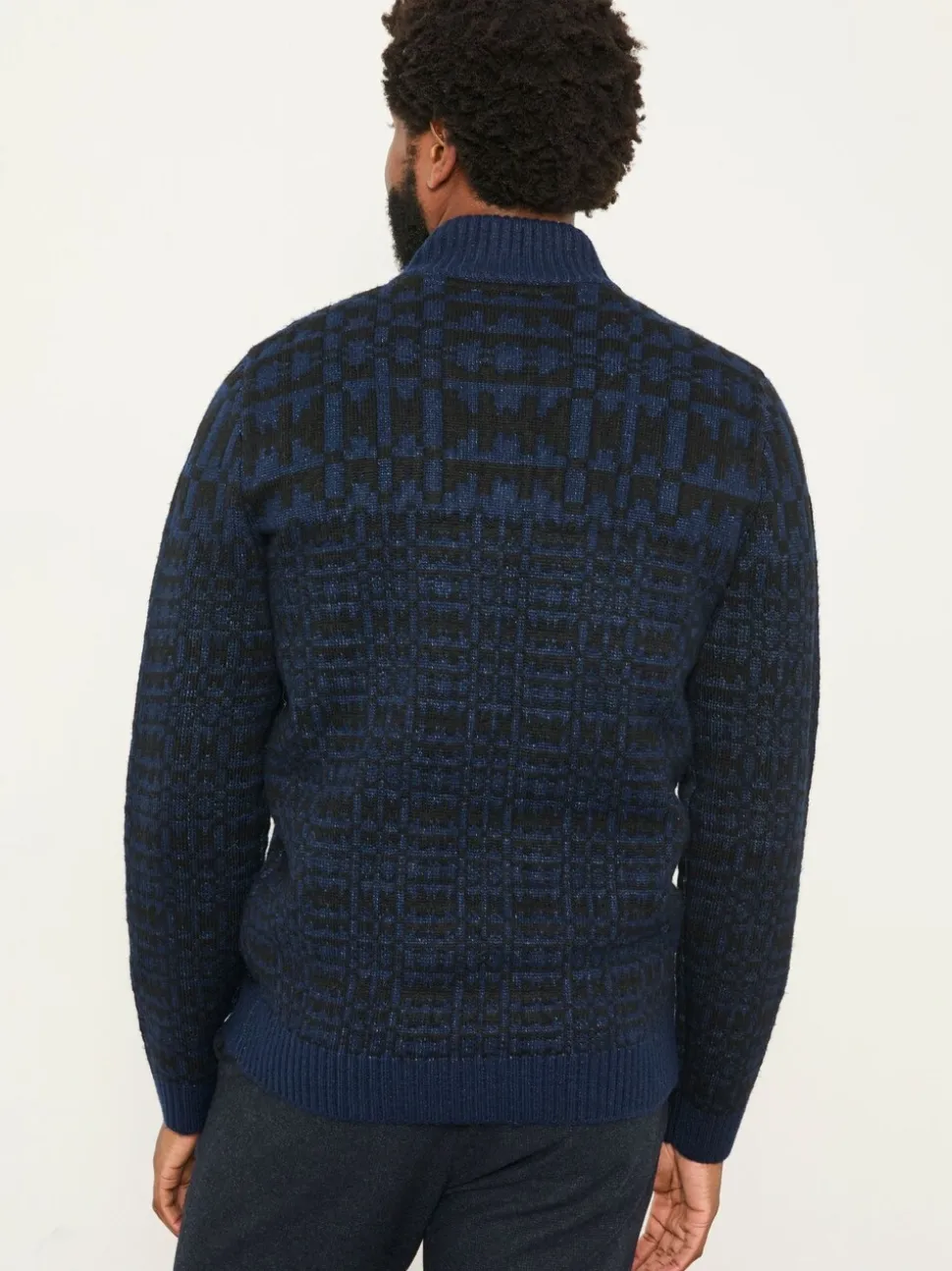 FatFace Navy Blanket Half Neck Knitted Jumper