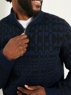 FatFace Navy Blanket Half Neck Knitted Jumper