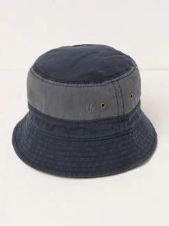 FatFace Navy Blue Colourblock Bucket 100% Cotton Hat