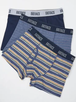 FatFace Navy Blue Stripe Classic Boxers 3 Pack