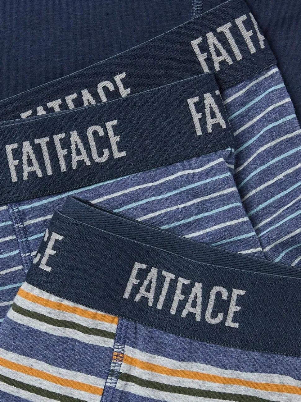 FatFace Navy Blue Stripe Classic Boxers 3 Pack