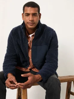 FatFace Navy Plain Fleece Zip Through