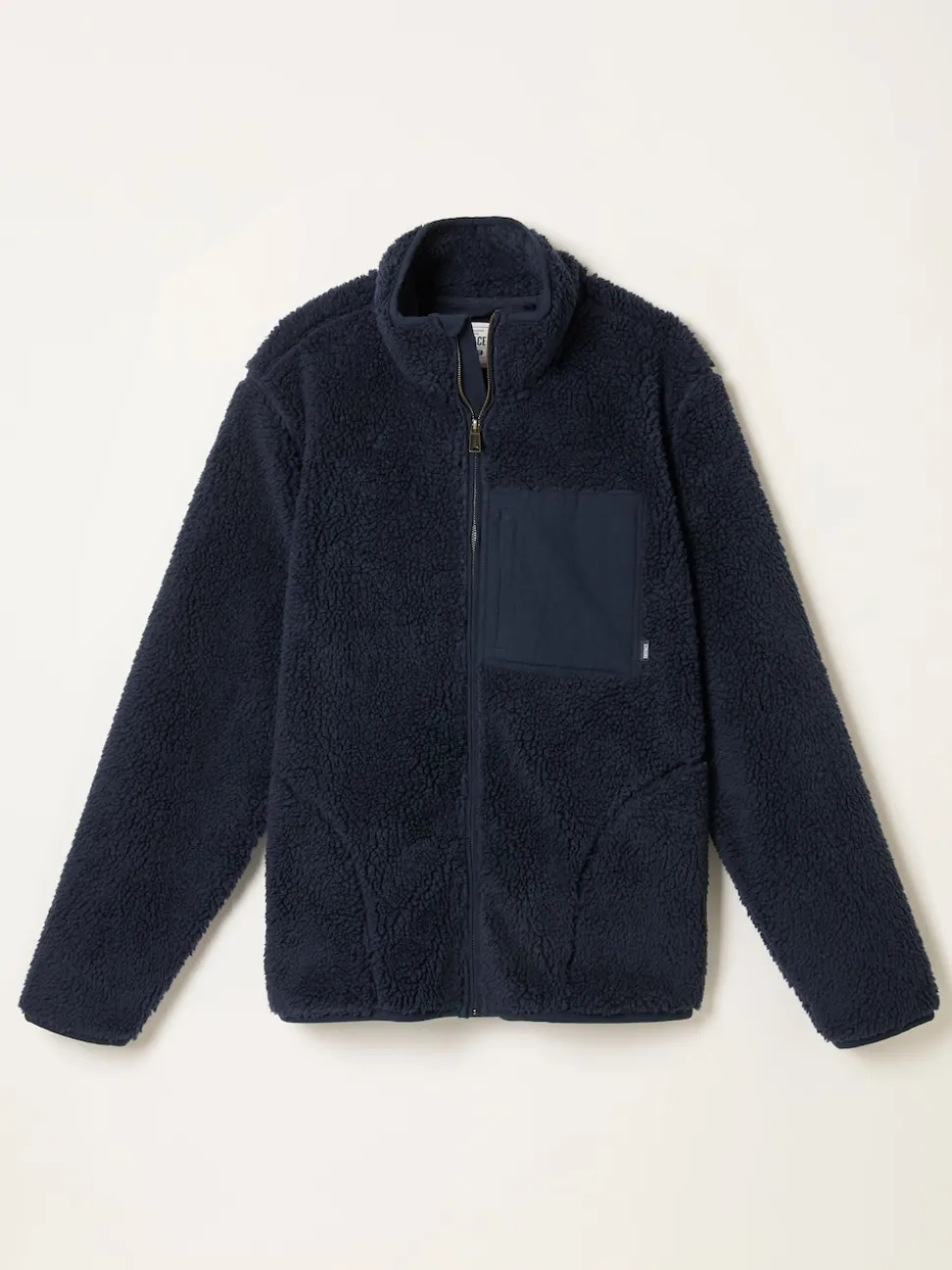 FatFace Navy Plain Fleece Zip Through