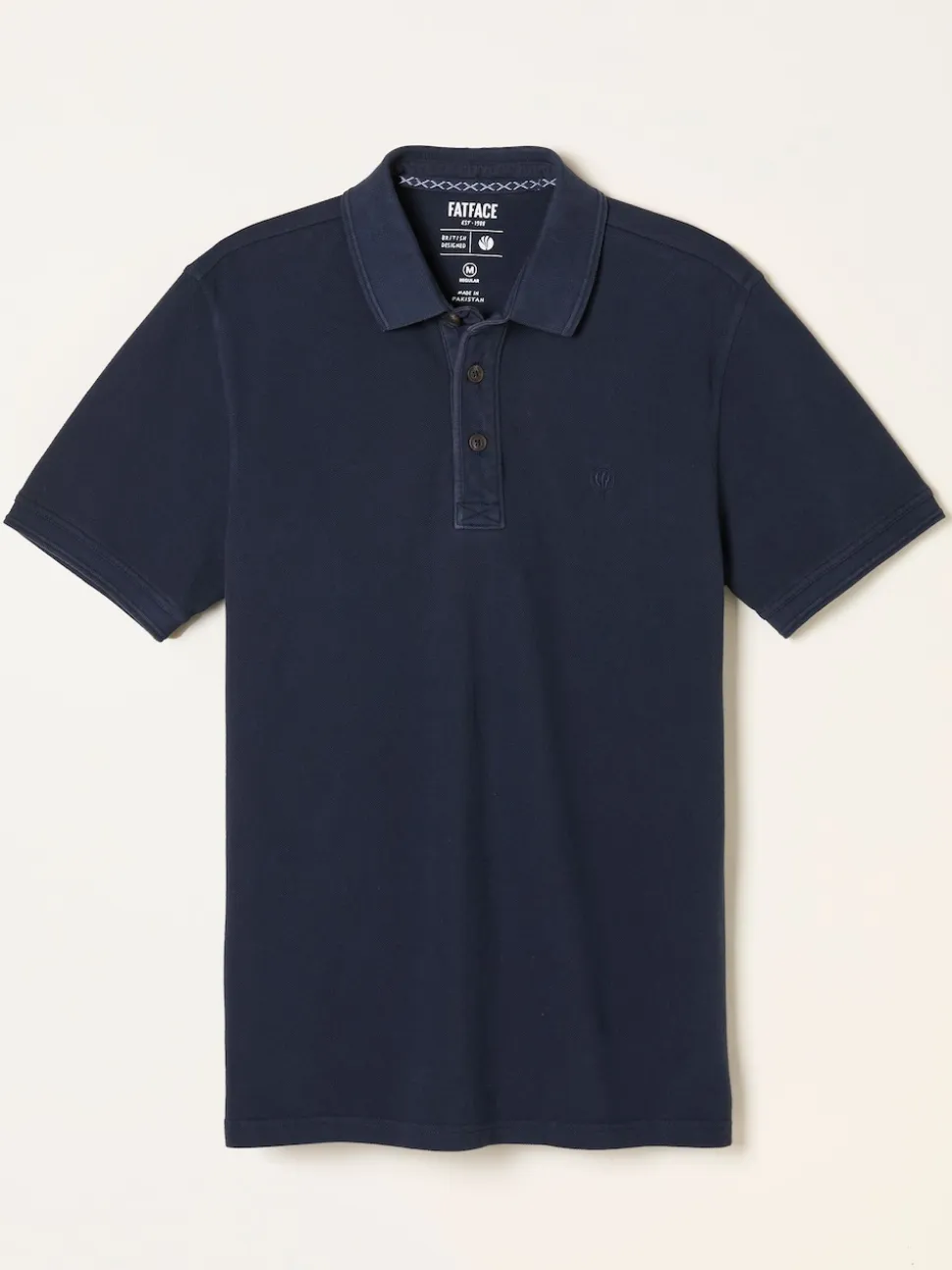 FatFace Navy Short Sleeve Pique Polo