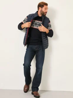 FatFace Navy Snowflake Fairisle Knitted Crew Neck Jumper