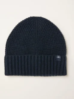 FatFace Navy Waffle Beanie