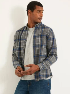 FatFace Norton Grey Long Sleeve Check Shirt