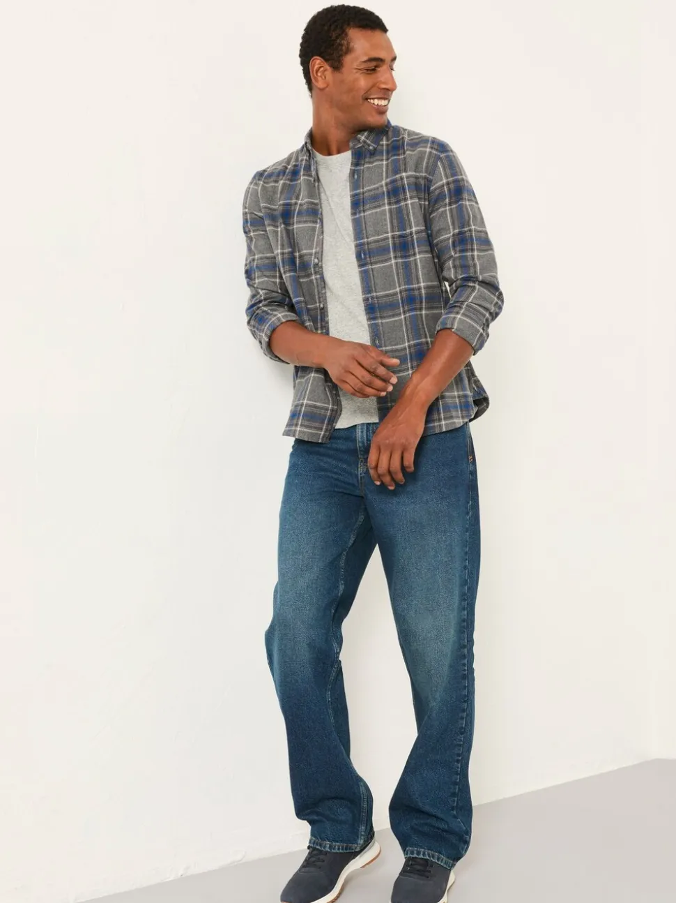 FatFace Norton Grey Long Sleeve Check Shirt