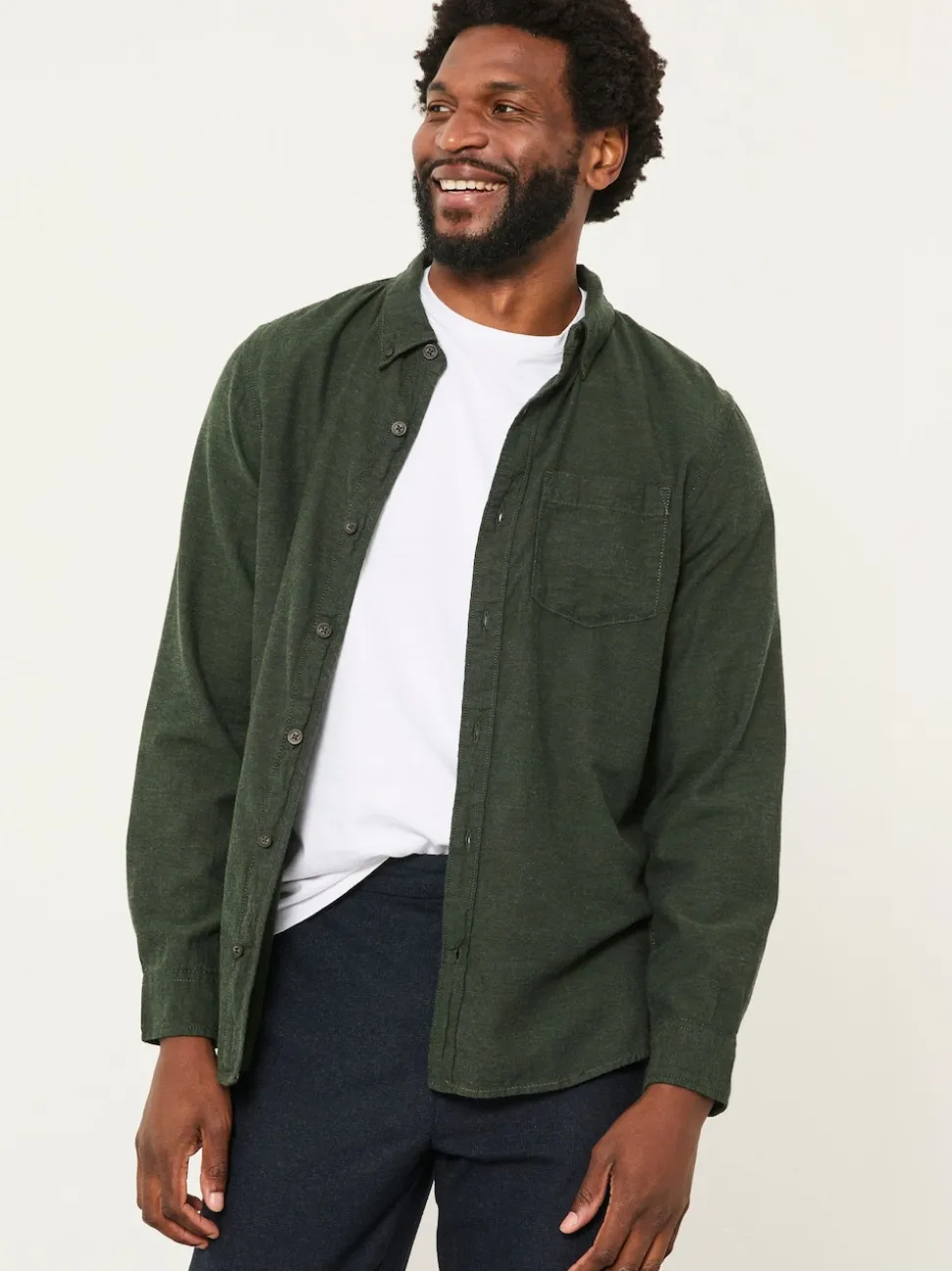 FatFace Oxlow Emerald Green Long Sleeve Plain Shirt