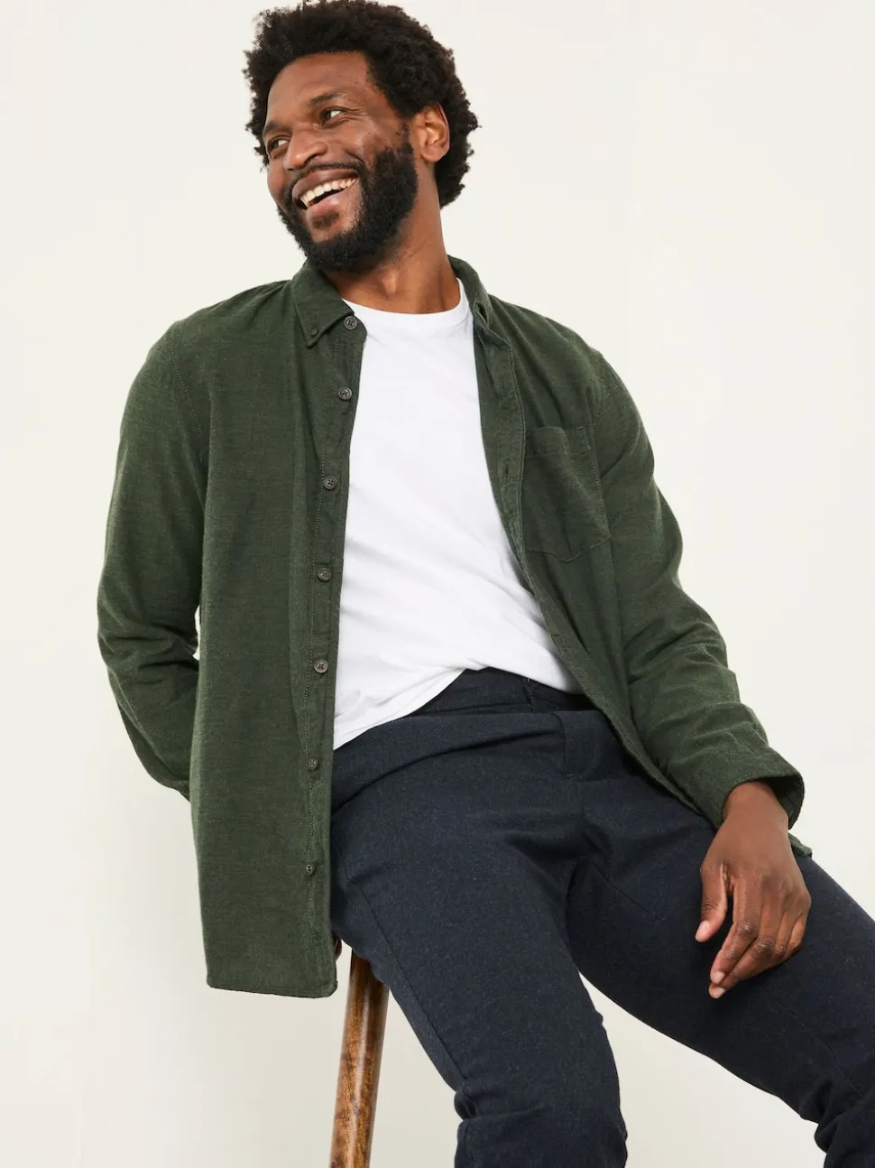 FatFace Oxlow Emerald Green Long Sleeve Plain Shirt