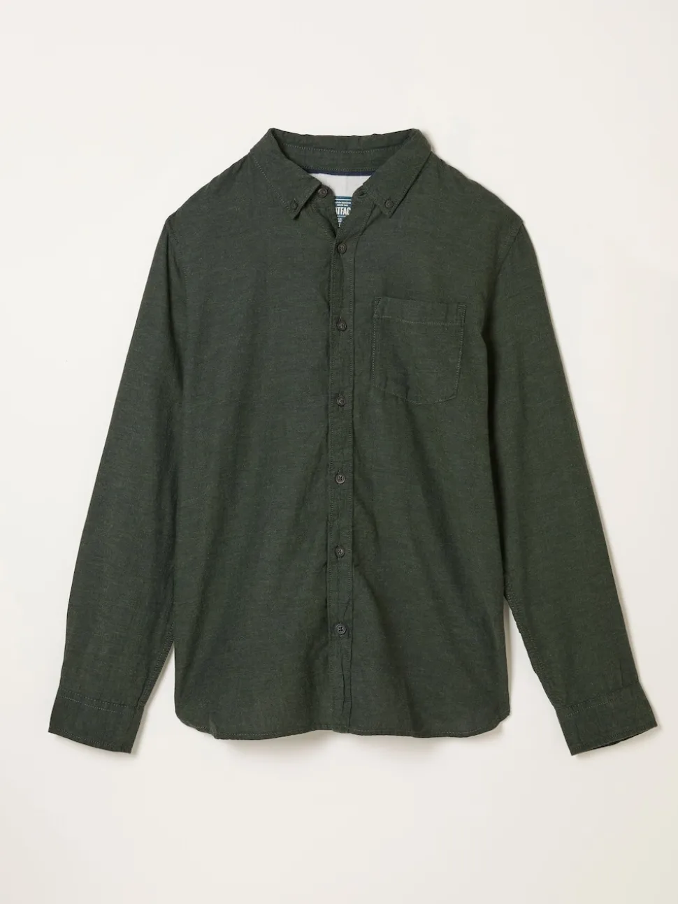 FatFace Oxlow Emerald Green Long Sleeve Plain Shirt