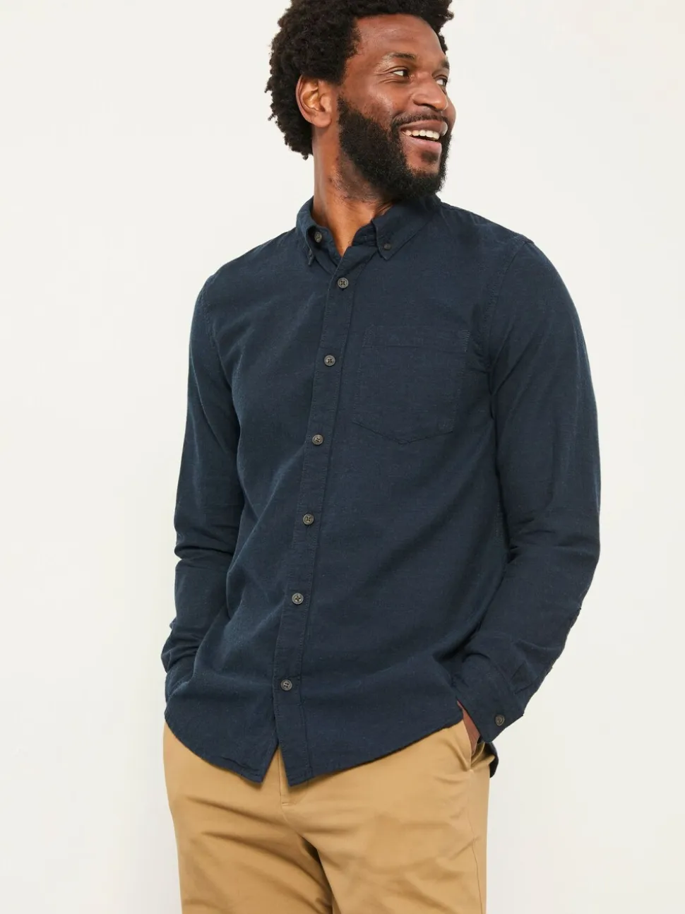 FatFace Oxlow Navy Long Sleeve Plain Shirt