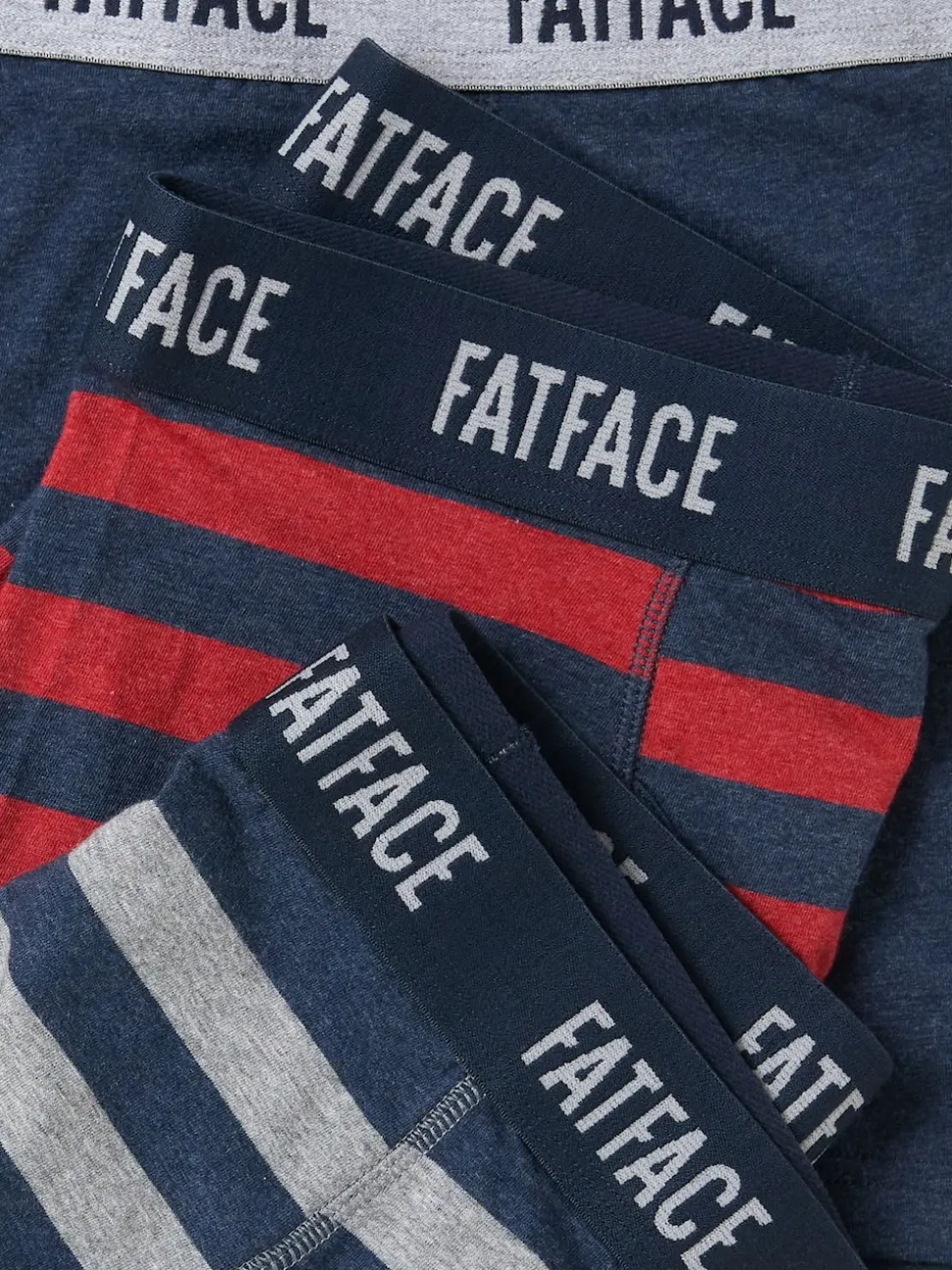 FatFace Red 3 Pack of Wide Stripe Boxers