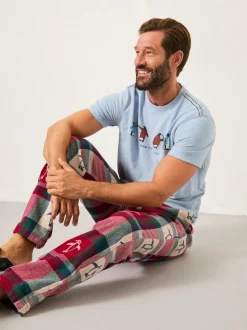 FatFace Red Penguin Jacquard Pyjama Bottoms