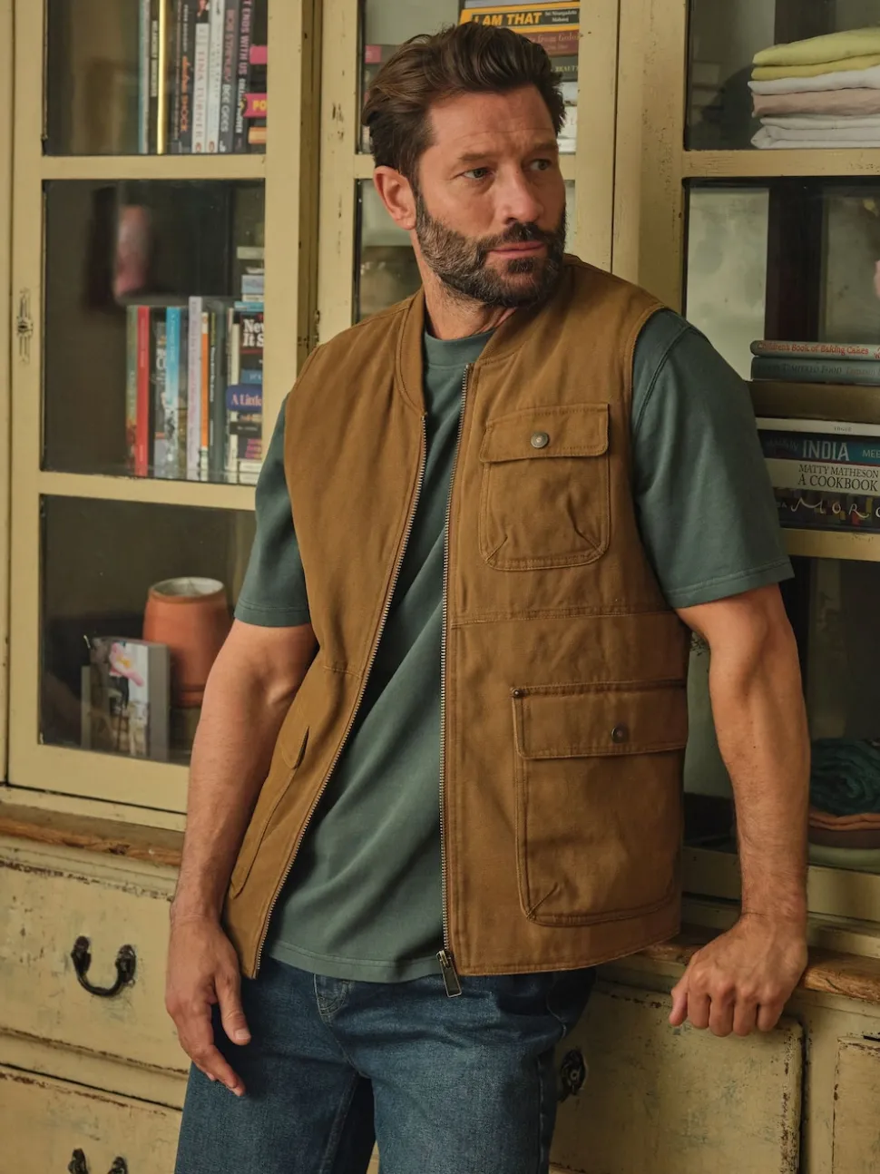 FatFace Rydal Light Brown Canvas Gilet
