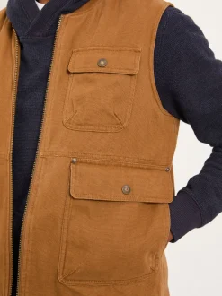 FatFace Rydal Light Brown Canvas Gilet