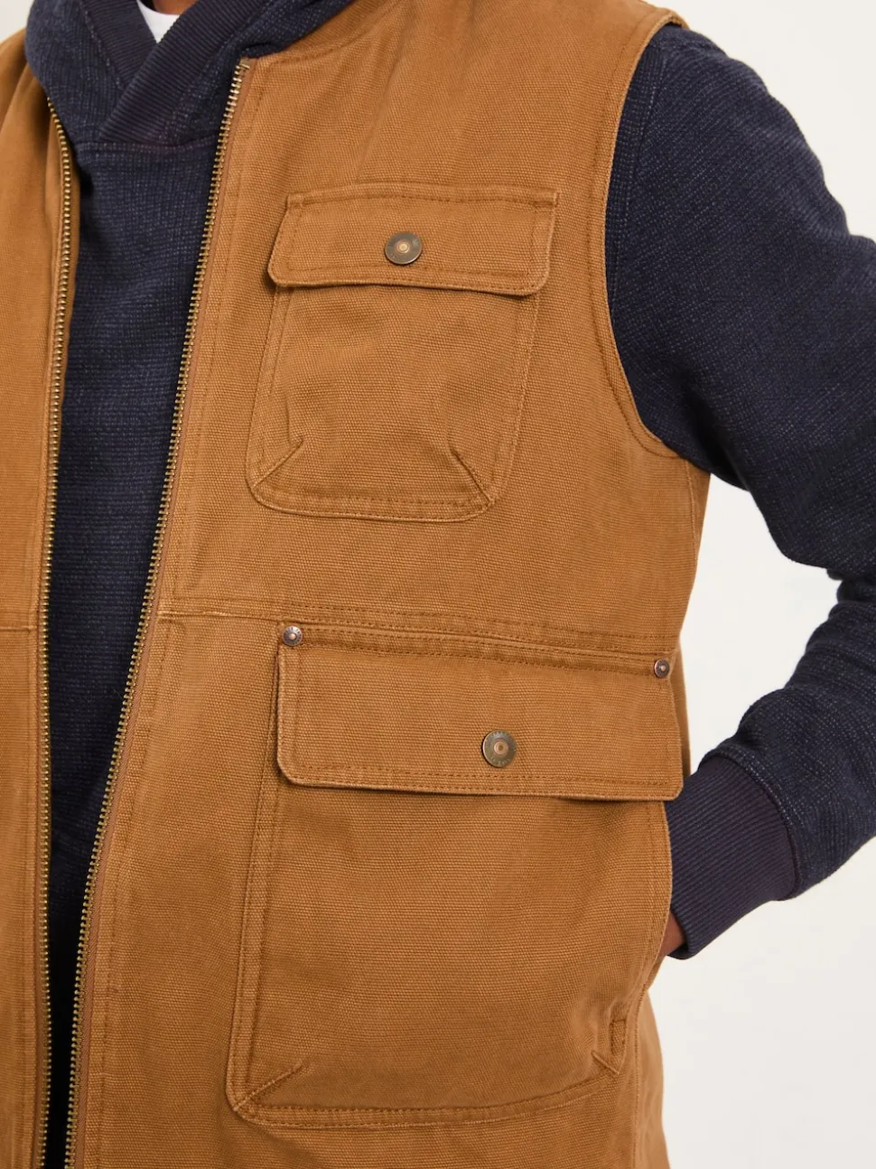 FatFace Rydal Light Brown Canvas Gilet