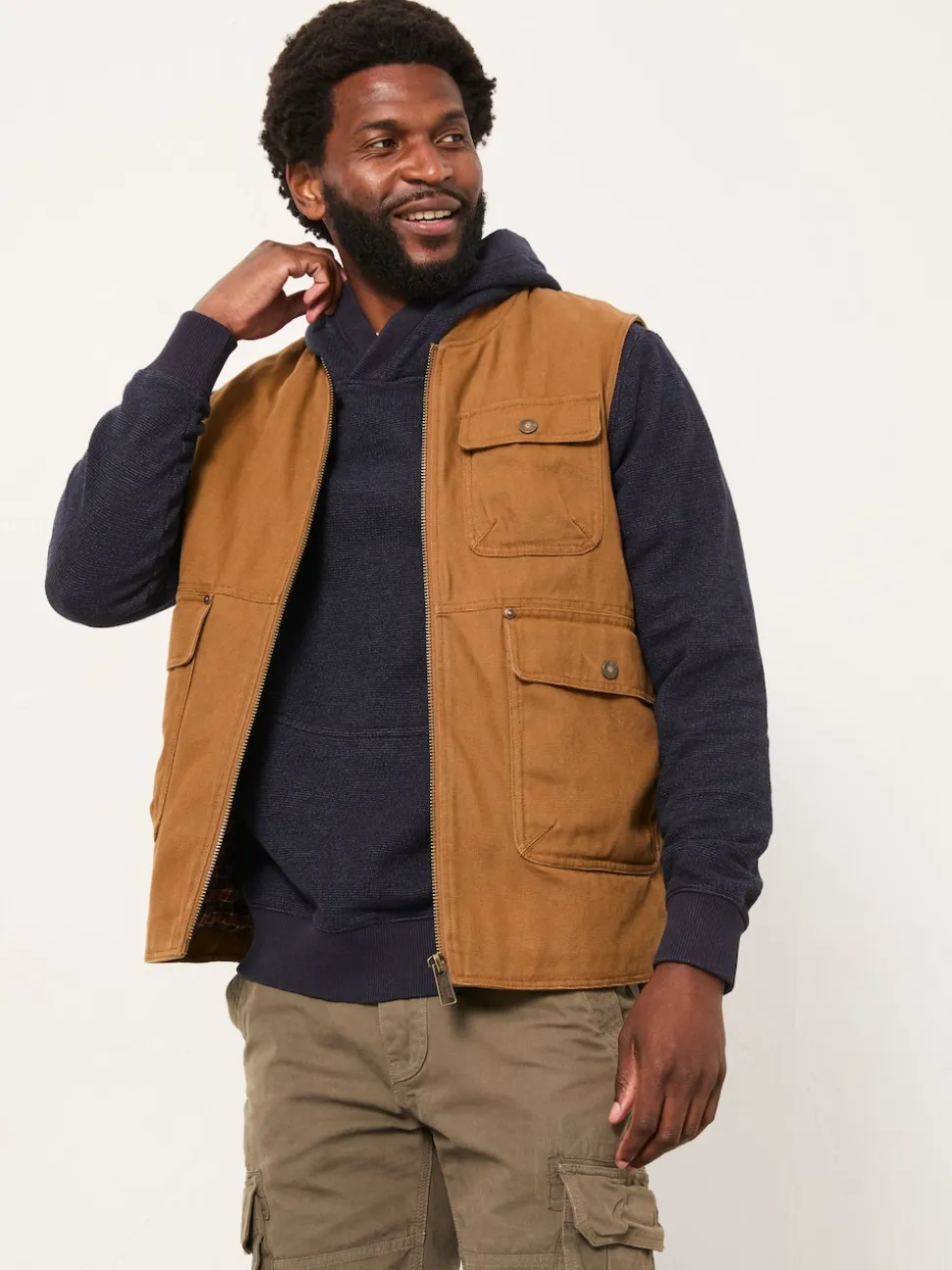 FatFace Rydal Light Brown Canvas Gilet