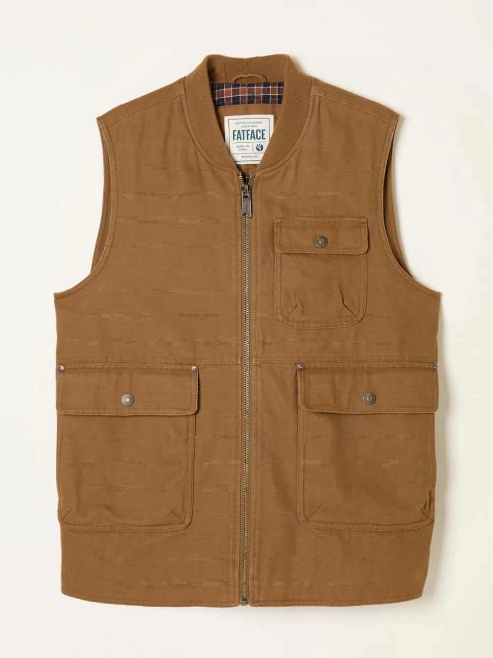 FatFace Rydal Light Brown Canvas Gilet