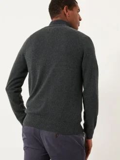 FatFace Rye Charcoal Grey Half Zip Neck Knitted Jumper