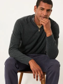 FatFace Rye Charcoal Grey Half Zip Neck Knitted Jumper