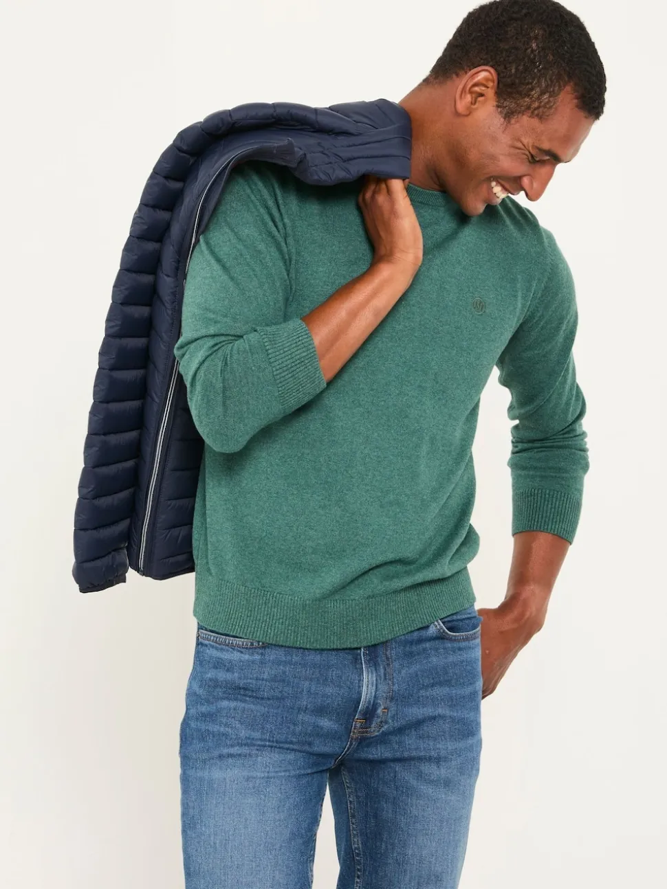 FatFace Rye Emerald Green Crew Neck Knitted Jumper